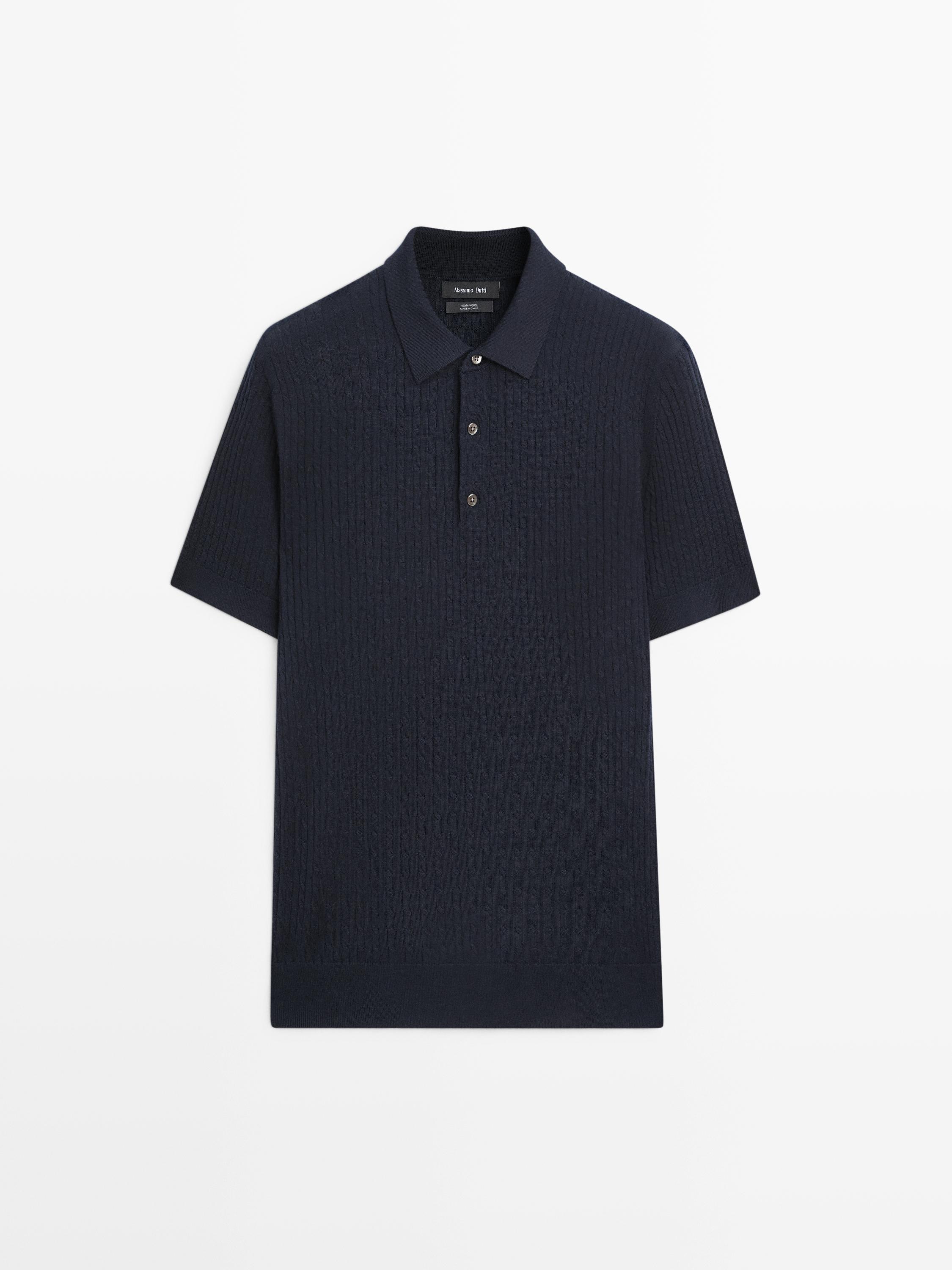 Pull polo en maille de laine mérinos